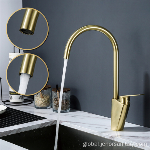 China Hot Sale Single Handle Brass Gold Kitchen Faucet Manufactory